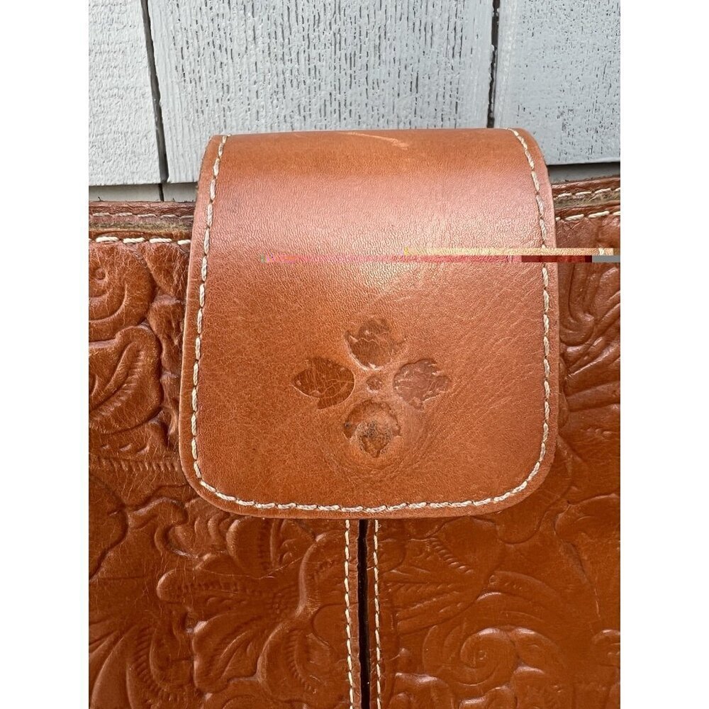 Vintage Patricia Nash embossed floral brown leather shoulder bag designer hippie - Picture 5 of 16